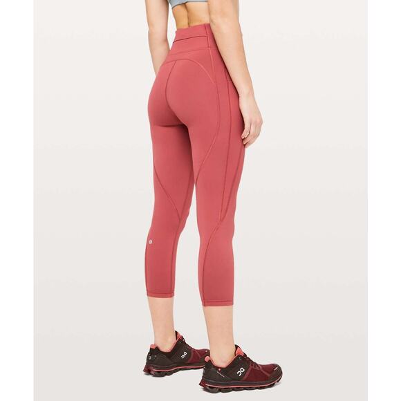 Lululemon Time To Sweat Crop *23" Size 2 Red EUC - Picture 4 of 10